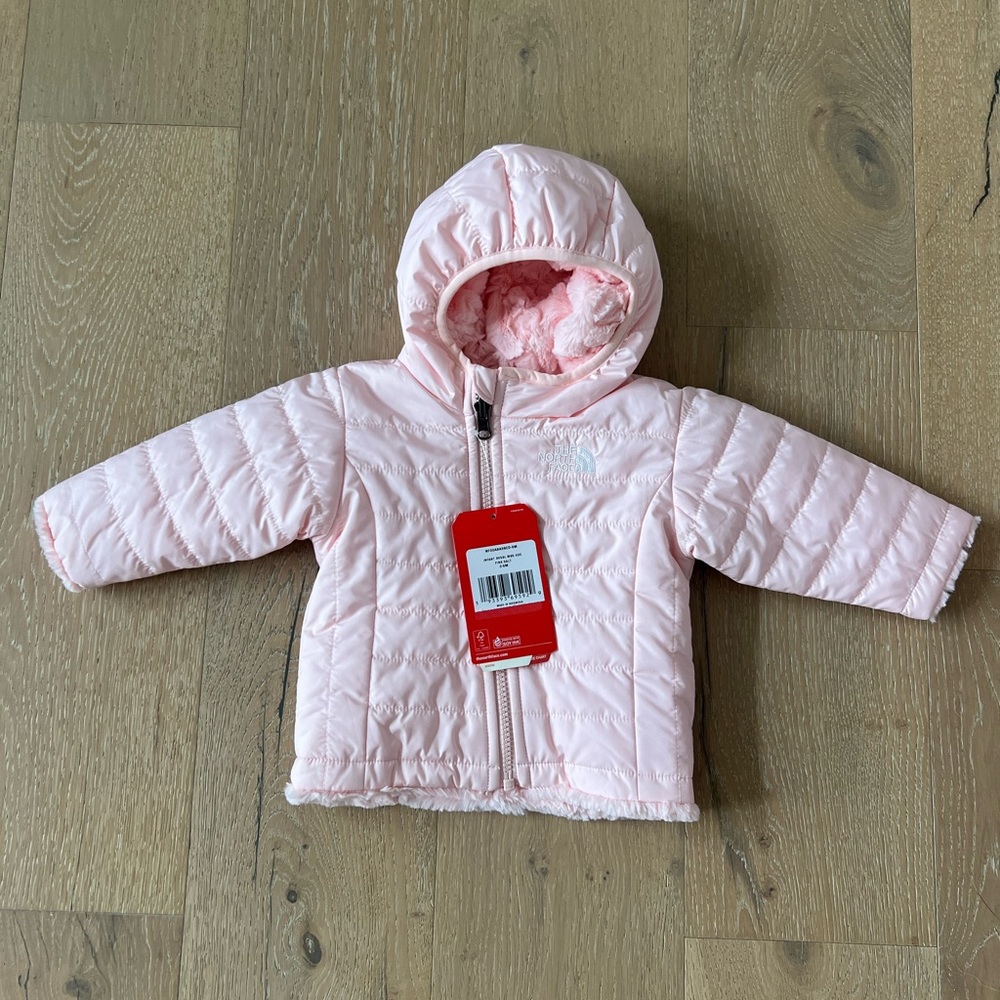 NWT The North Face Infant Reversible Mossbud Swirl FullZip Hooded Jacket 3-6 mos